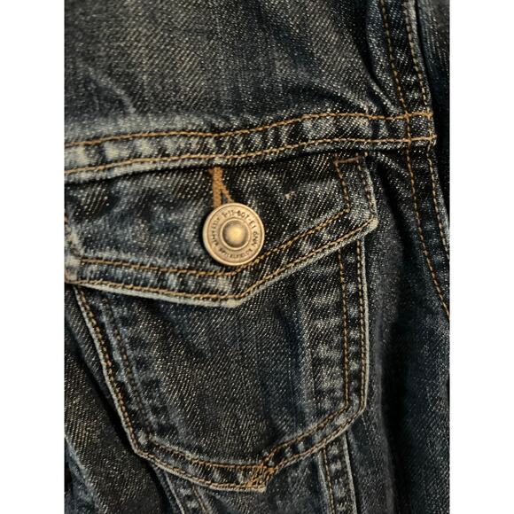 AllSaints Yori Denim Jacket Women’s Size 4 EUC Classic Blue Jean Jacket cropped - Picture 5 of 6